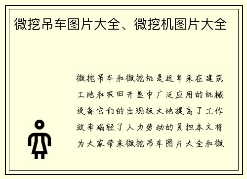 微挖吊车图片大全、微挖机图片大全