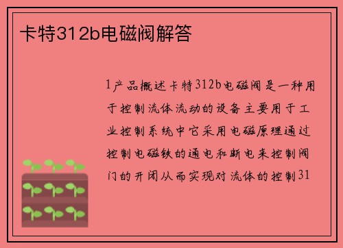 卡特312b电磁阀解答